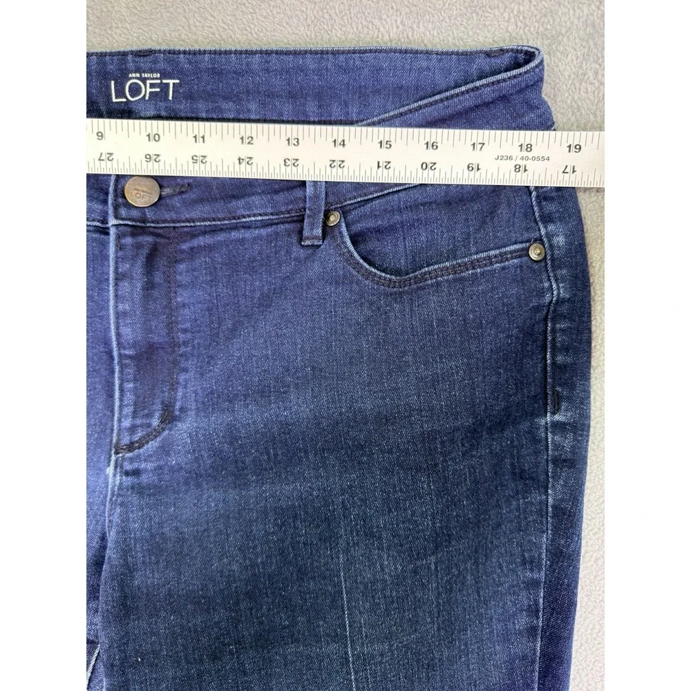 Ann Taylor Loft Jeans Womens 14 Blue Dark Wash Mid Rise Curvy Flare Stretch